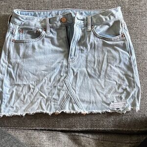 American Eagle Outfitters Light Blue Distressed Denim Mini Skirt